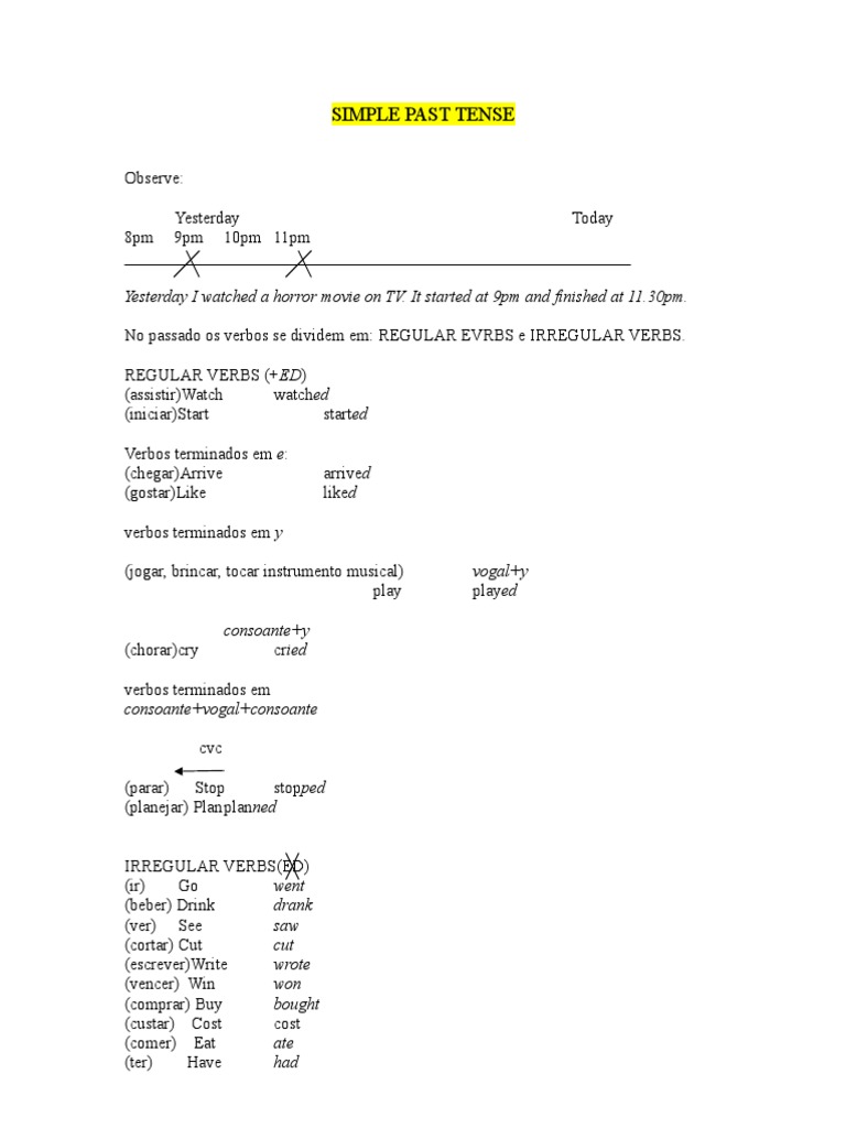 Understanding Simple Past Tense Rules | PDF | Grammar | Language Mechanics