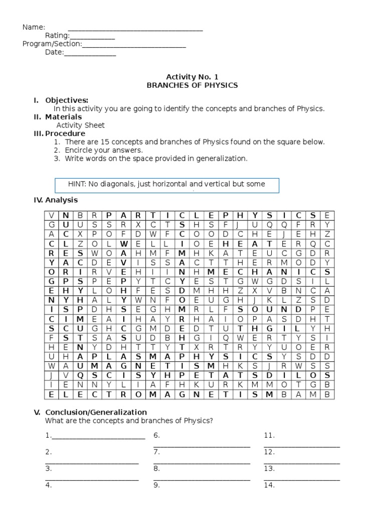 Identify Physics Concepts Activity | PDF | Teaching Mathematics | Nature
