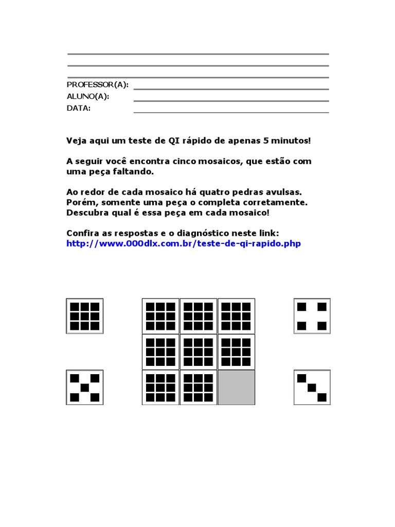 Teste de QI Rápido para Crianças | PDF