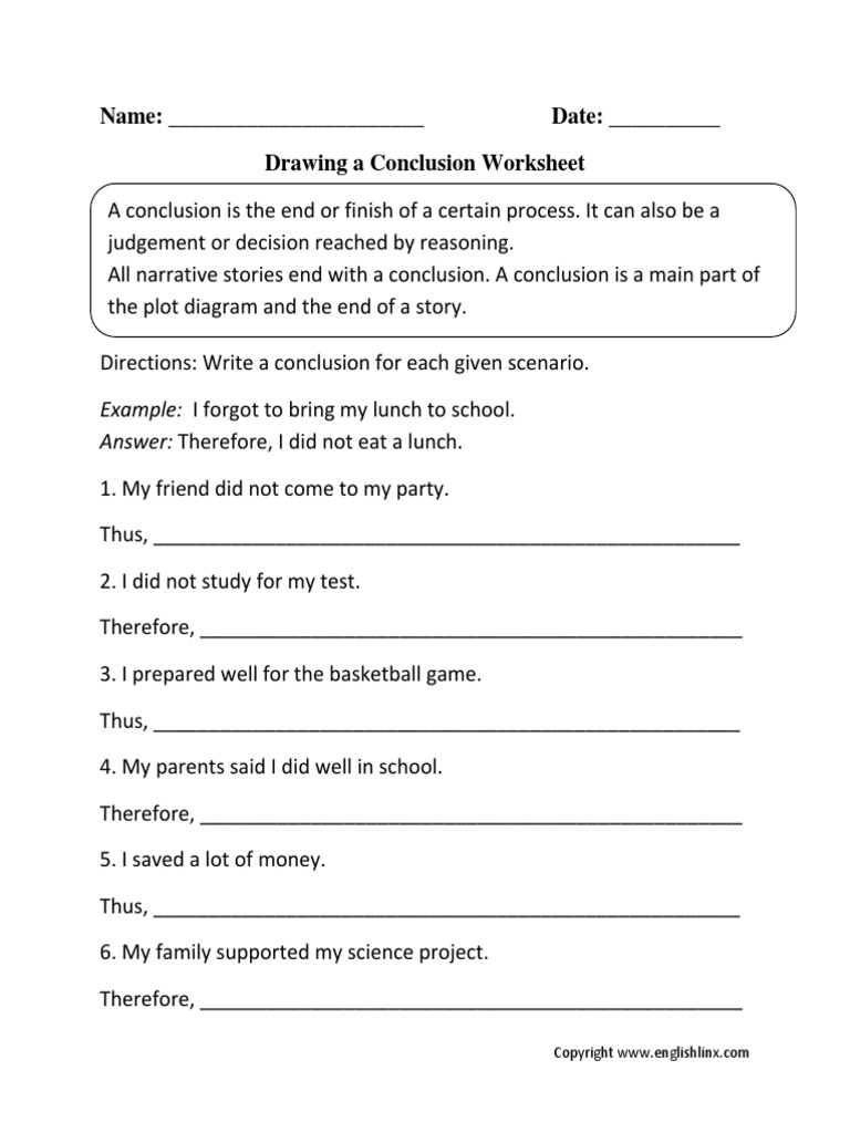 Drawing A Conclusion Worksheet PDF
