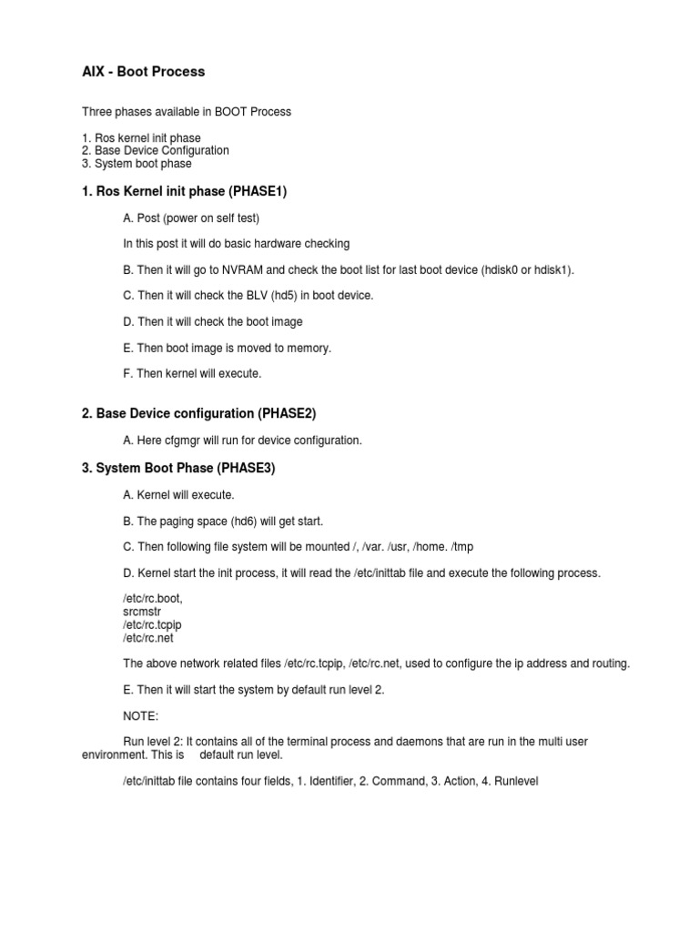 AIX Boot Process 1. Ros Kernel Init Phase (PHASE1) PDF