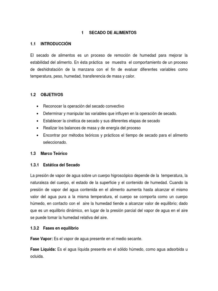 Secado de Alimentos | PDF | Humedad | Agua