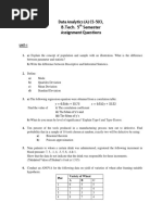 Data Analytics (A) CS-503, B.Tech. 5 Semester Assignment Questions