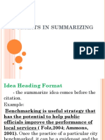 Formats in Summarizing