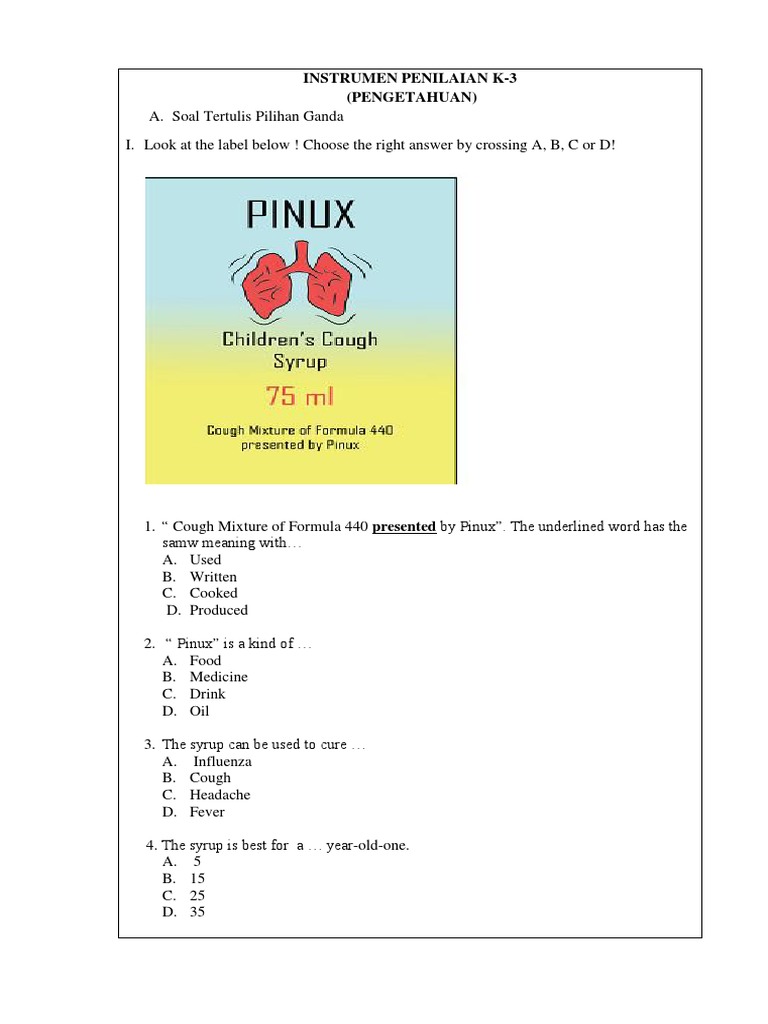 Rubrik Penilaian Label Obat Pinux | PDF | Food And Drink Preparation ...