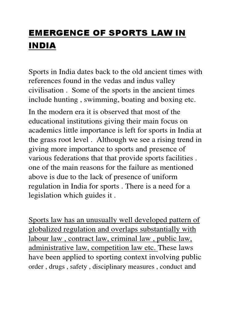 Emergence of Sports Law in India PDF