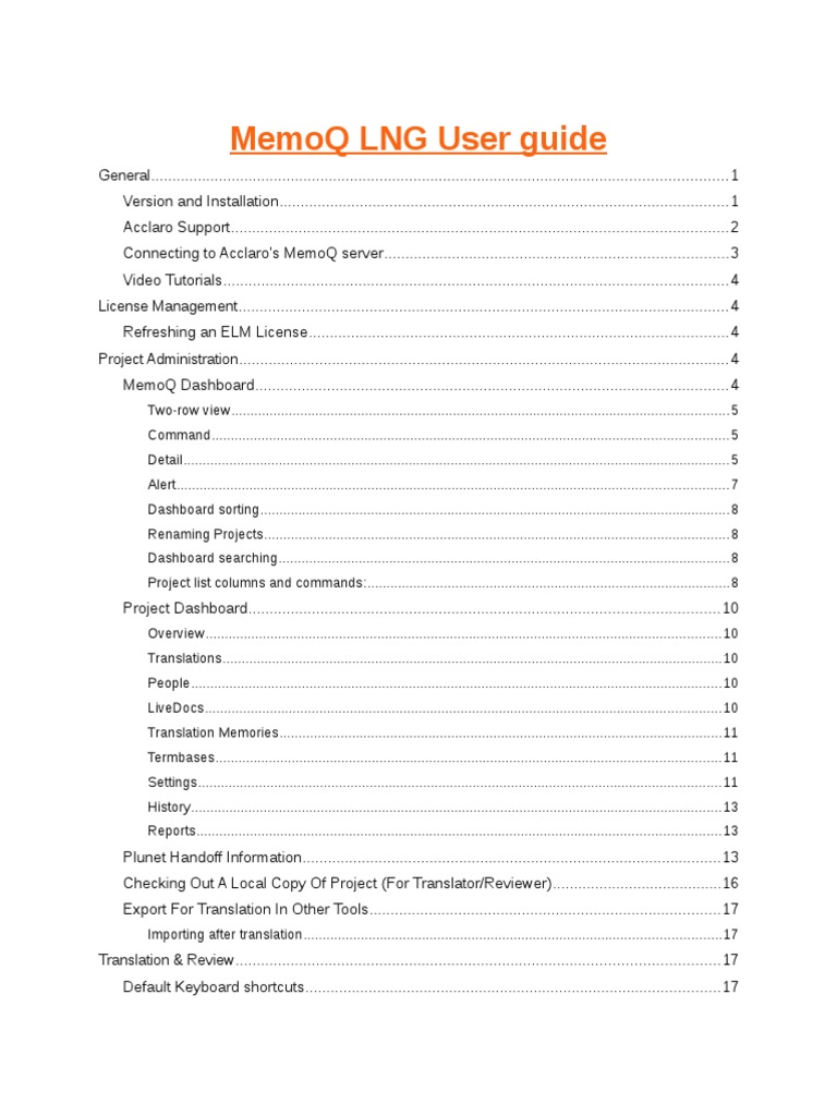 Memoq LNG User Guide PDF Online And Offline Password