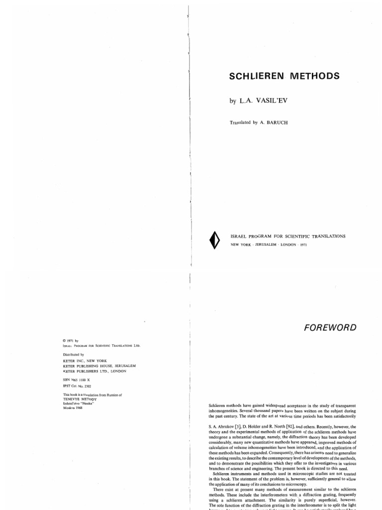 Mir hebe incest-002"" Vasilev - Schlieren Methods 1971 | PDF