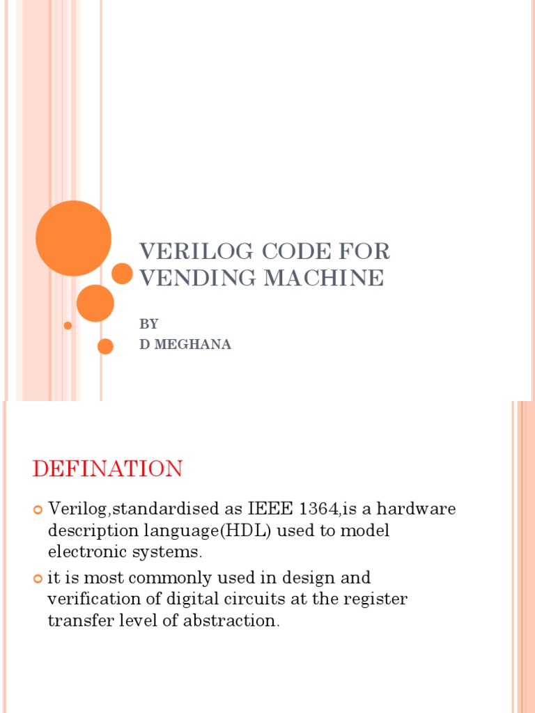 Verilog Code For Vending Machine BY D Meghana PDF Logic Gate Electronic Engineering