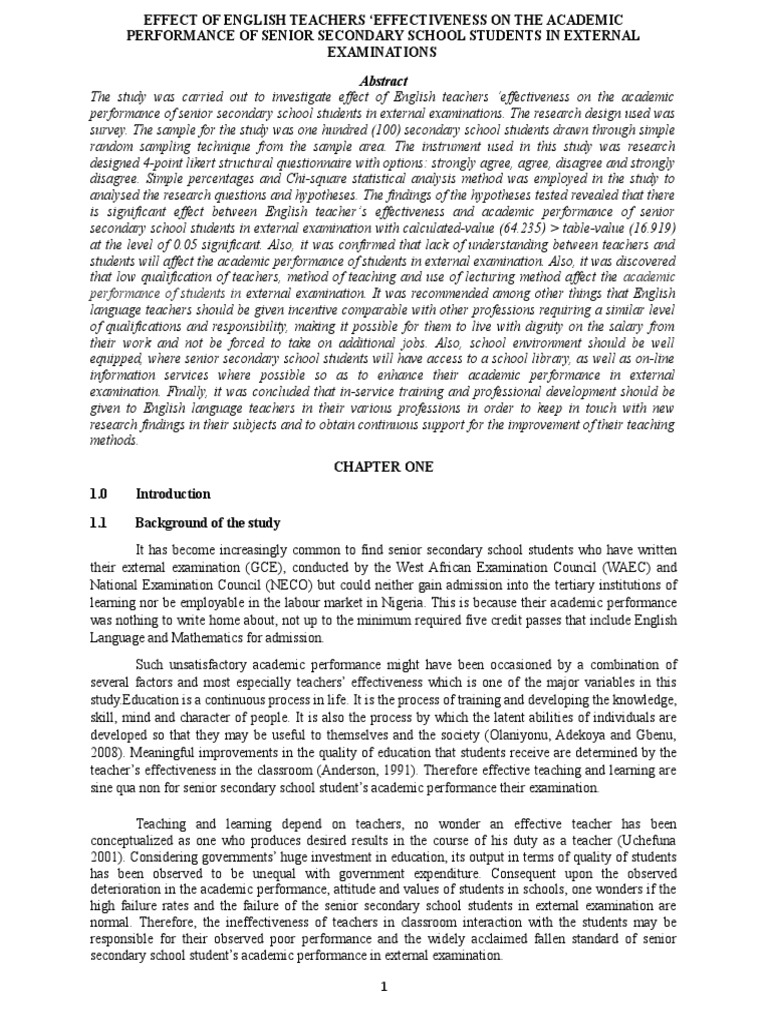Impact of English Teacher Effectiveness on Students | PDF | Data ...