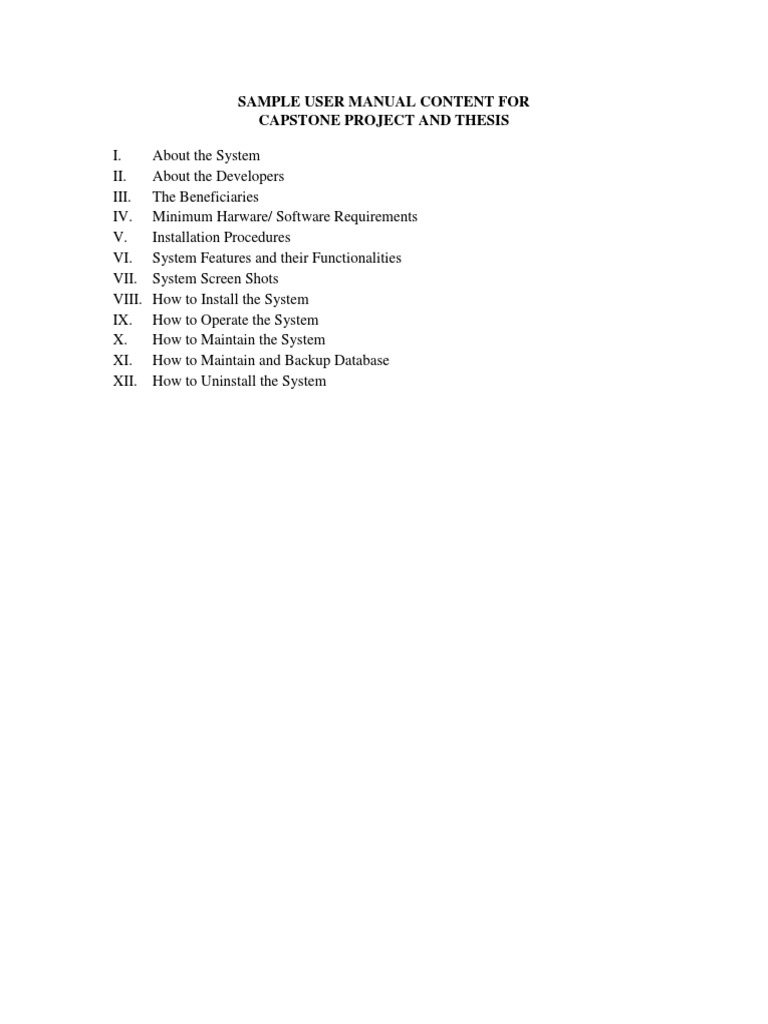 Sample User Manual Content For Capstone Project and Thesis | PDF