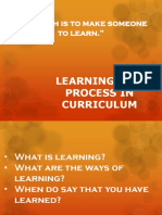 Learning and Curriculum