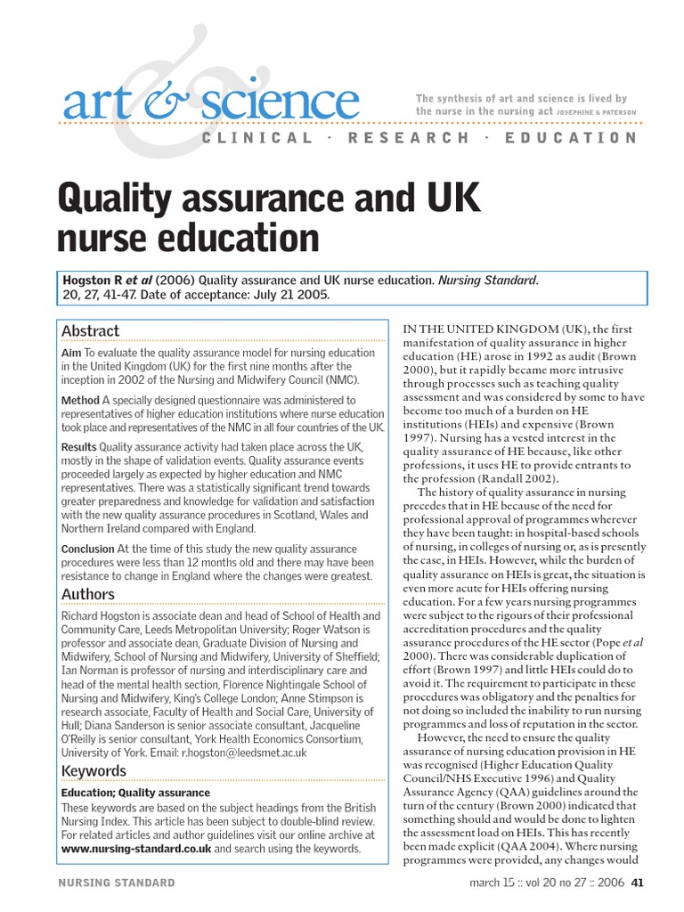 UK Nursing Education Quality Assurance | PDF | Nursing | Health Care