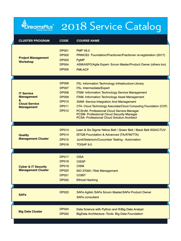 D+ 2018 Service Catalog | PDF | Cloud Computing | Big Data