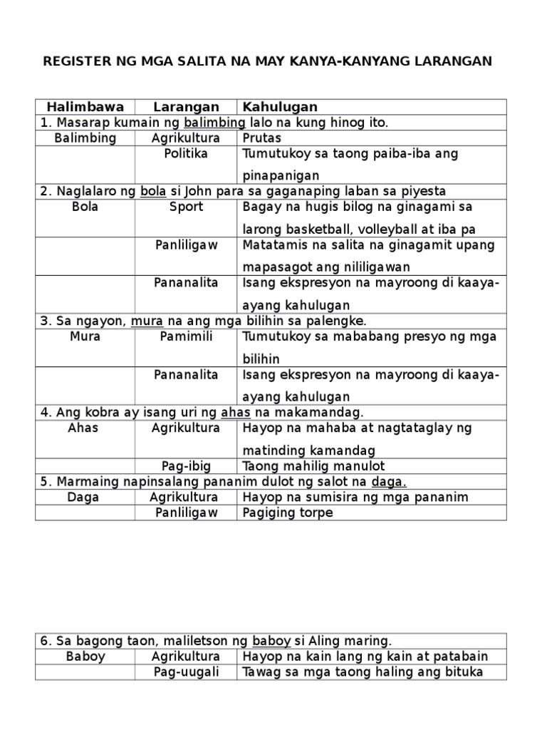 Register NG Barayti NG Wika | PDF