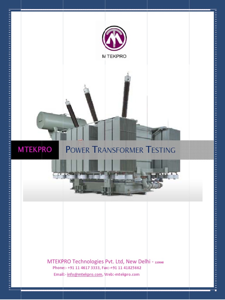 Power Transformer Testing Procedures and Schemes PDF | PDF ...