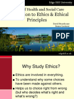 Faculty of Health and Social Care: Introduction To Ethics & Ethical Principles