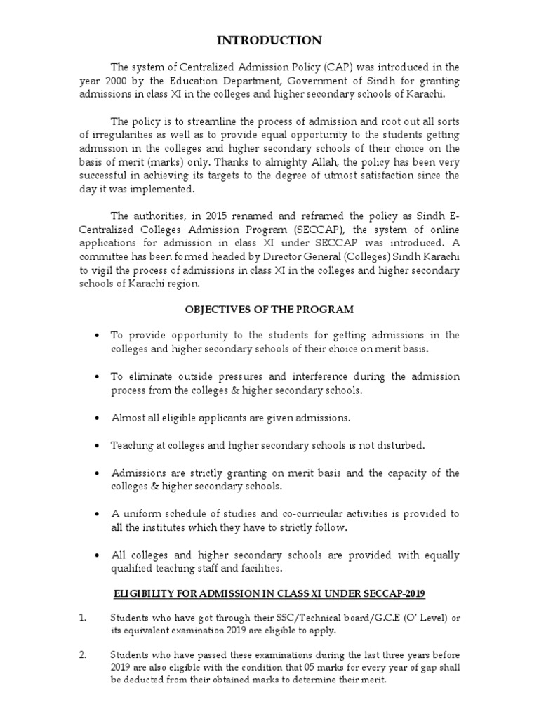 SECCAP Admission Process 2025-26 | PDF | University And College ...