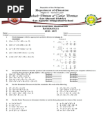 Math Test 2nd Quarter