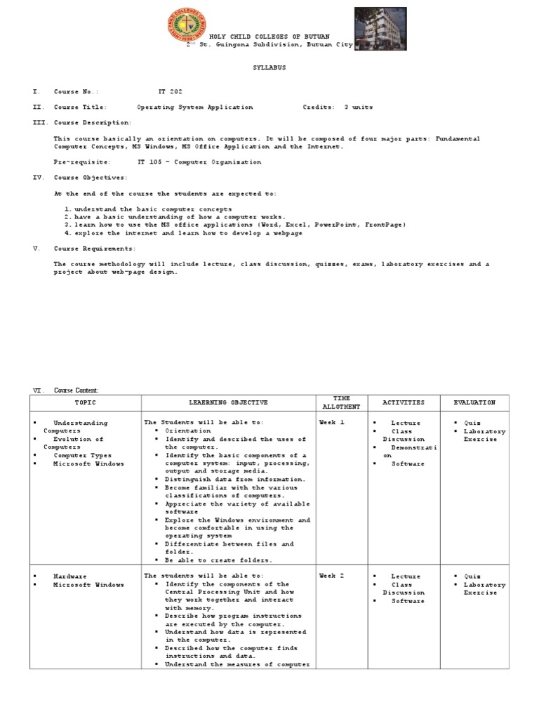 Operating System Application Syllabus | PDF | Art