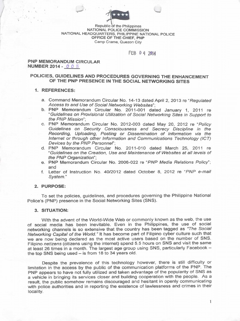 Pnp Mc 2014 005 Policies Guidelines And Procedures Governing The