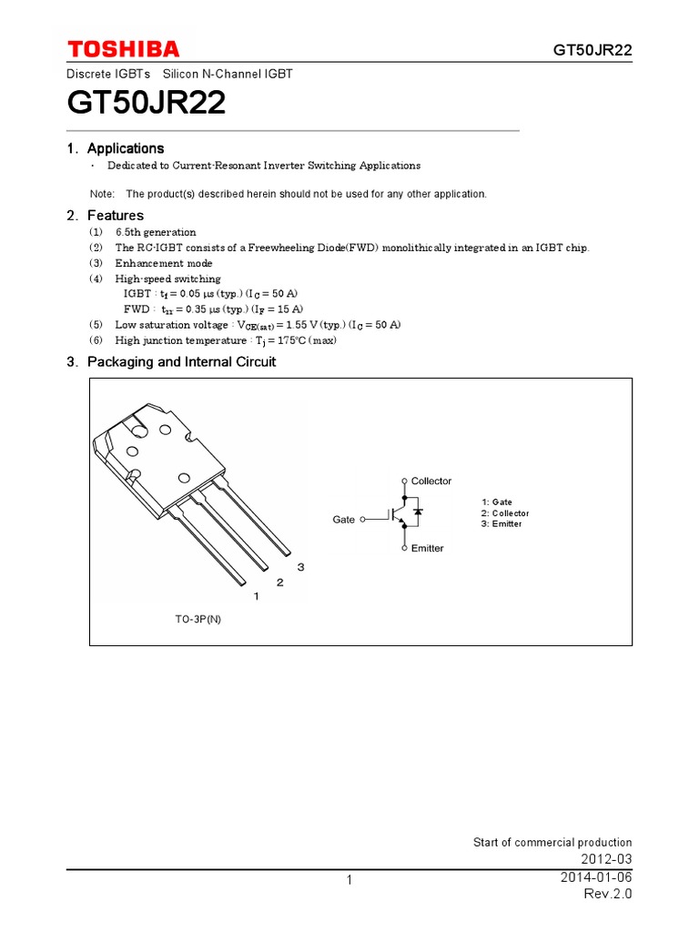 GT50JR22 Datasheet en 20140106 | PDF | Reliability Engineering | Diode
