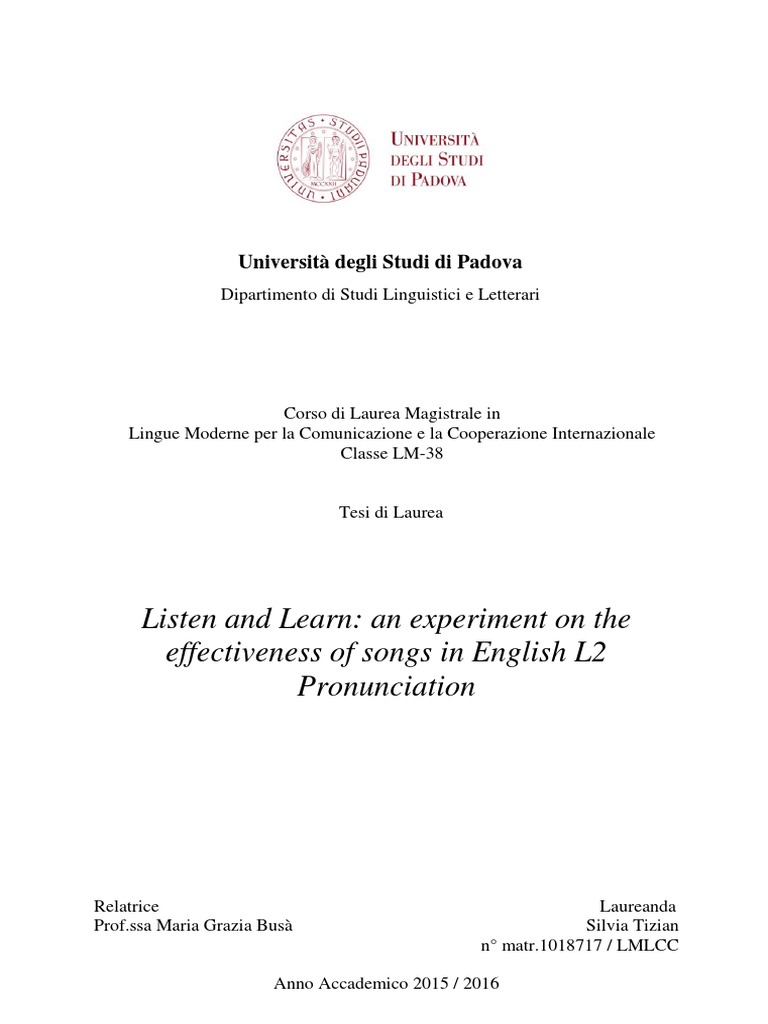 Songs for Improving English Pronunciation | PDF | Second Language ...