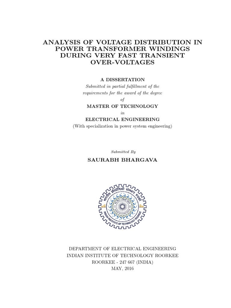 Mtech IIt Roorkee Power System Thesis | PDF | Inductance | Transformer