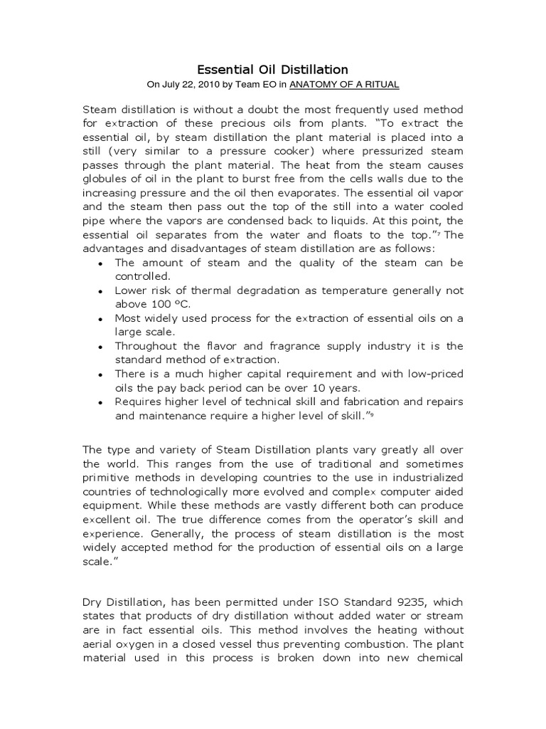 Essential Oil Distillation PDF Distillation Perfume