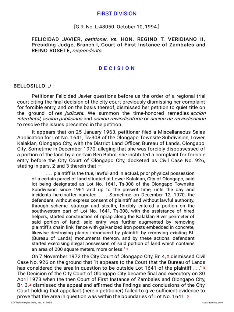 Res Judicata in Land Dispute Case | PDF | Res Judicata | Lawsuit