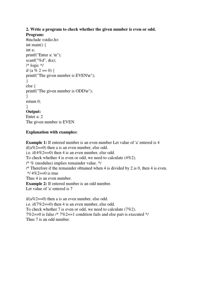 Using C-The Given Number Is Even or Odd | PDF | Computers