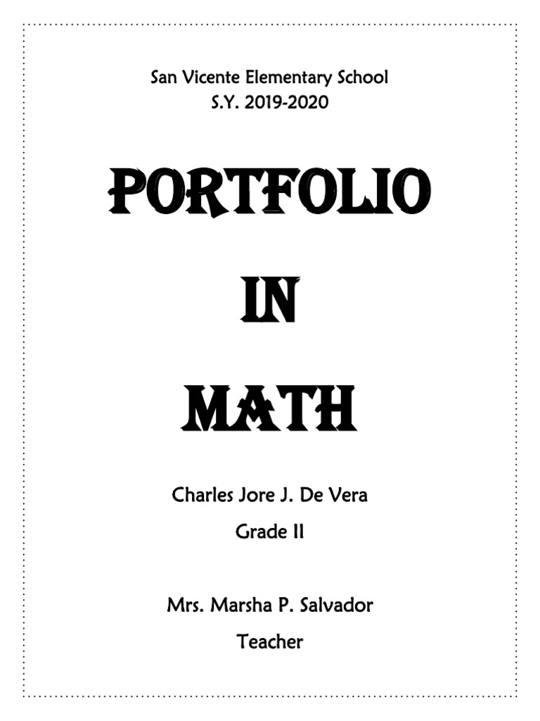 Portfolio IN Math: San Vicente Elementary School S.Y. 2019-2020 | PDF ...