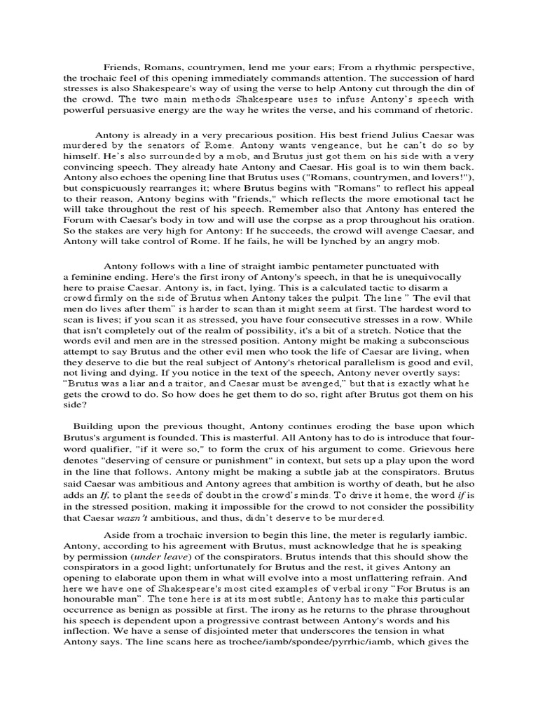 🌈 Antonys funeral speech rhetorical analysis. Marc Antony's Speech in Julius Caesar by William