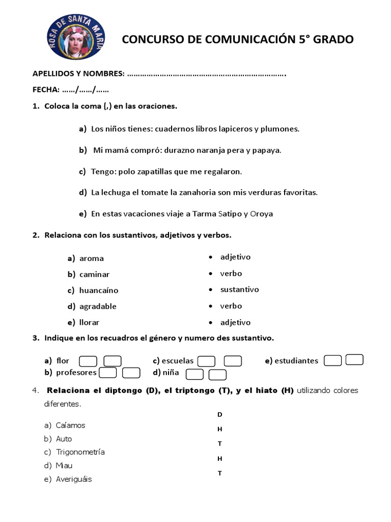 Ejercicios de Lengua para 5° Grado | PDF | Morfología | Lingüística