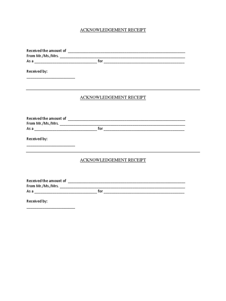 Acknowledgement Receipt Template | PDF