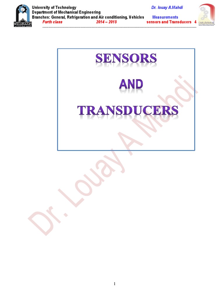 Sensors and Transducers Overview | PDF | Young's Modulus | Electrical ...