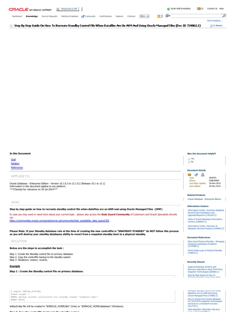 Step by Step Guide On How To Recreate Standby Control File When