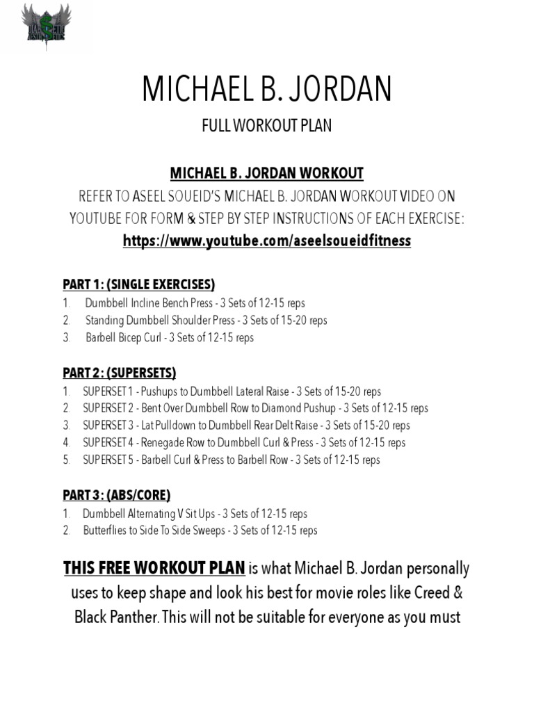 Michael B Jordan Workout Routine PDF Physical Fitness Dieting