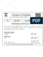 University of Madras: Provisional Certificate - B.SC