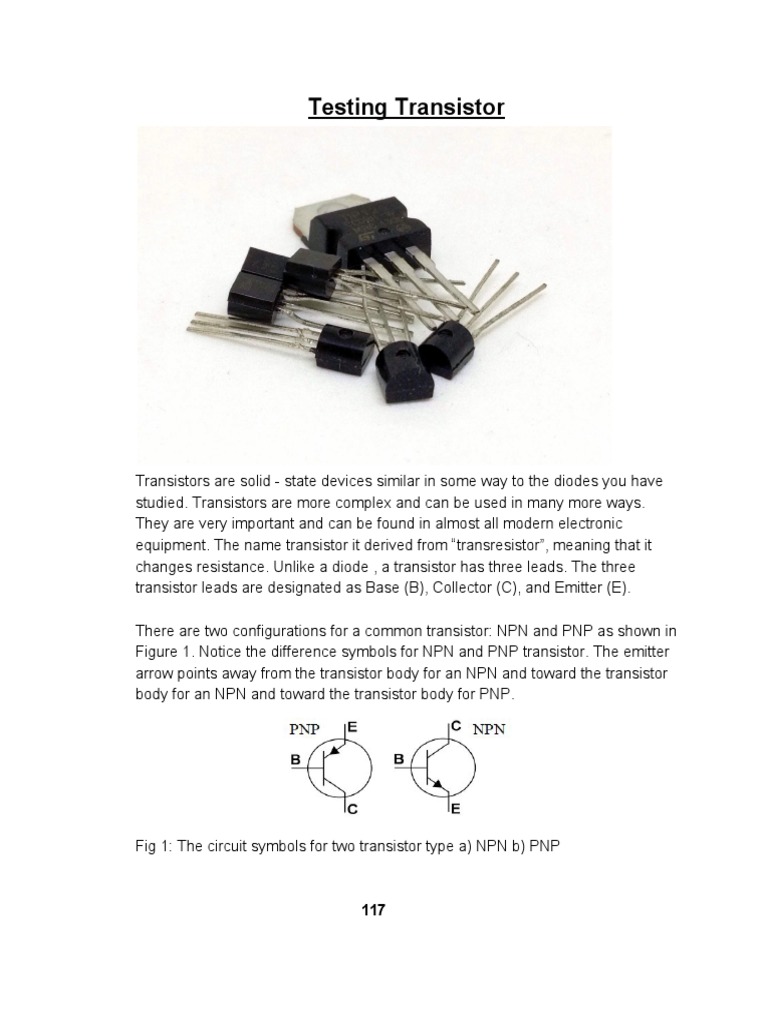Testing Transistor PDF Bipolar Junction Transistor Transistor
