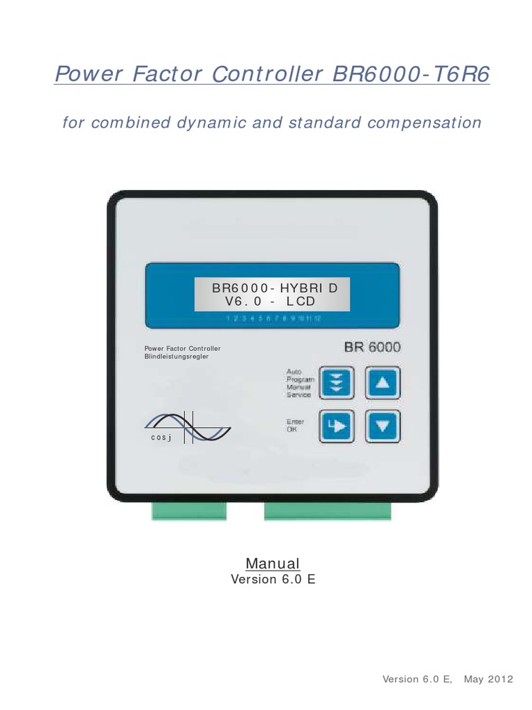 BR6000-T6R6 Power Factor Controller Manual | PDF | Relay | Capacitor