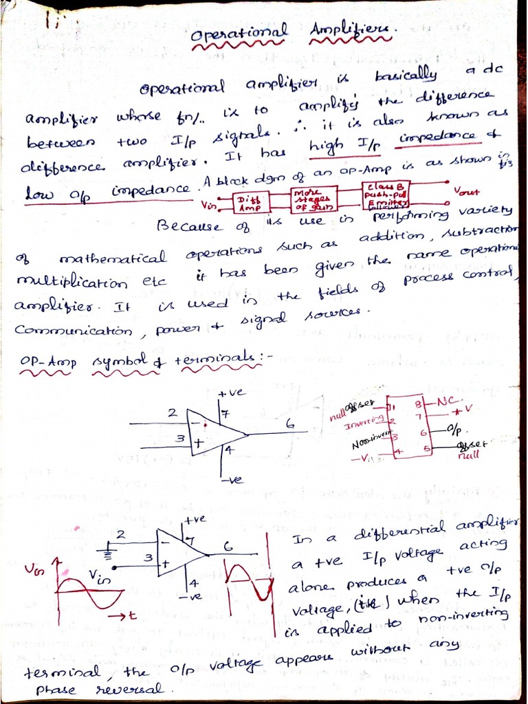 Operational Amplifier Notes PDF