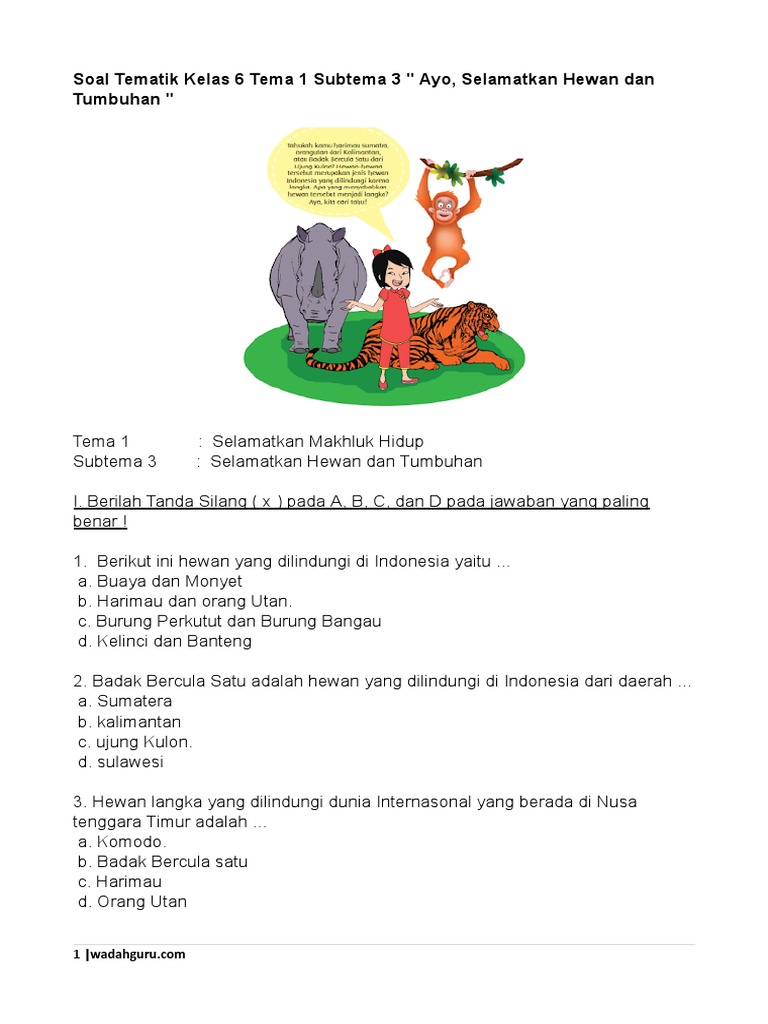 Soal Tematik Kelas 6 Tema 1 Subtema 3 Wadahguru Com Google Dokumen Pdf