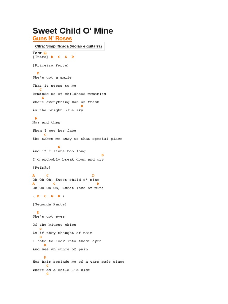 Cifra Sweet Child O' Mine Guns N' Roses | PDF