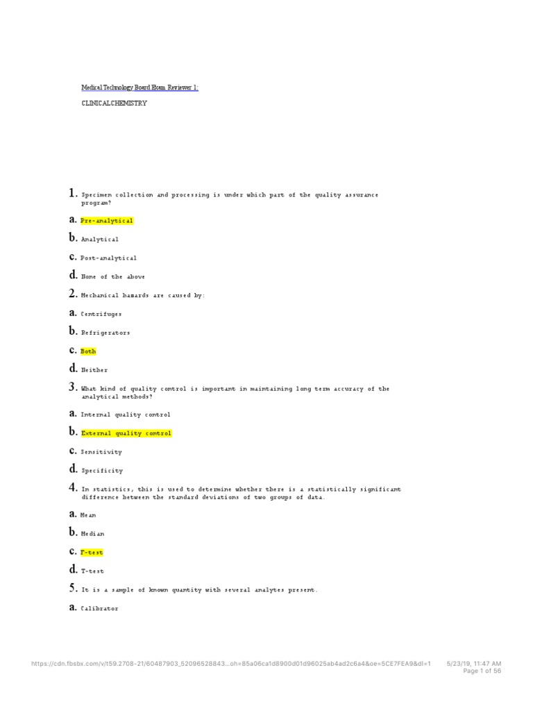 Medtech Board Exam Reviewer PDF PDF Lipoprotein Anemia