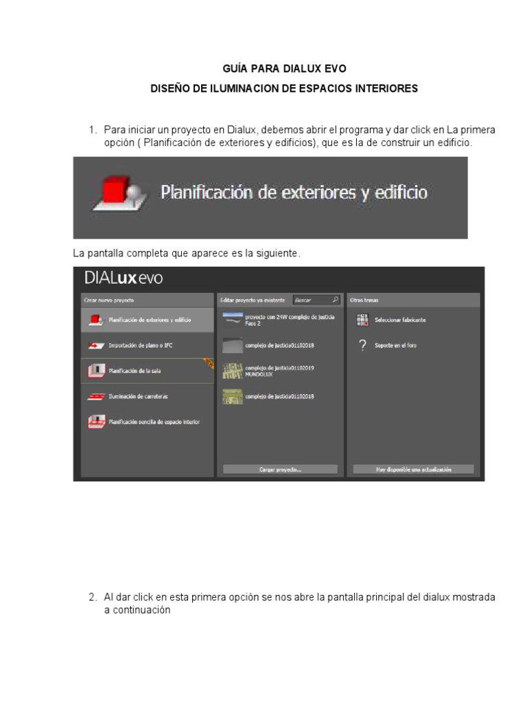 Guía de Uso de Dialux Evo 13.0 | PDF | Point and Click | Simulación