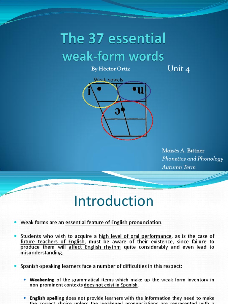 English Weak Forms for Teachers | PDF | English Language | Stress ...