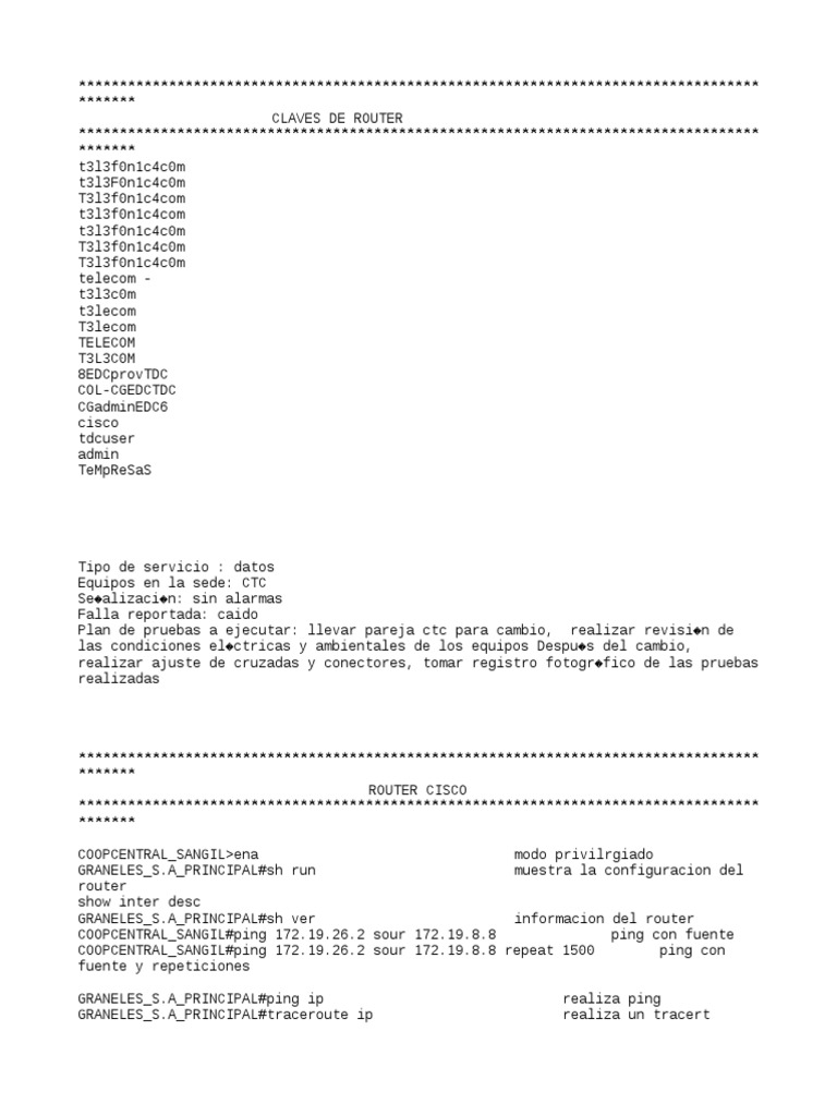 Configuración y Comandos de Routers Cisco | PDF | Enrutador ...