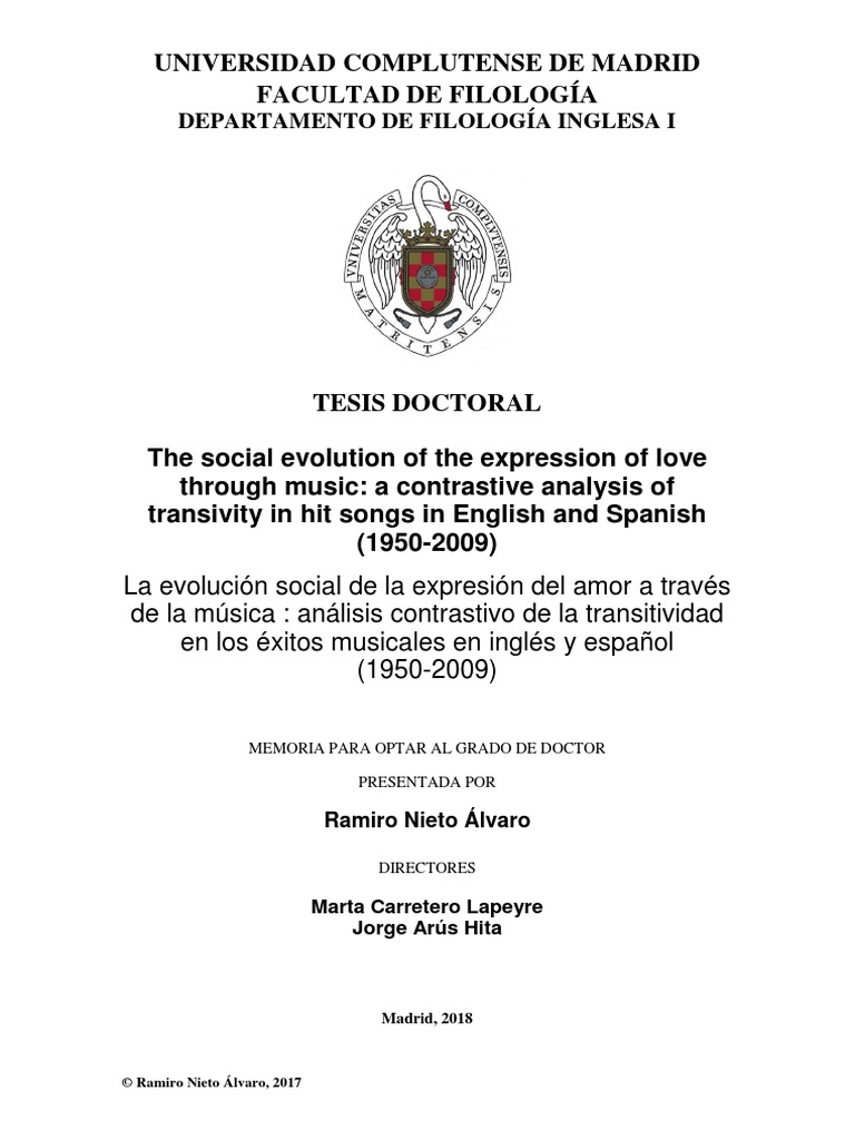 Bee Gees Too Much Heaven Letra En Ingles Y Español Doctoral Thesis Expression of Love Through Music | PDF | Psychological  Concepts | Cognitive Science