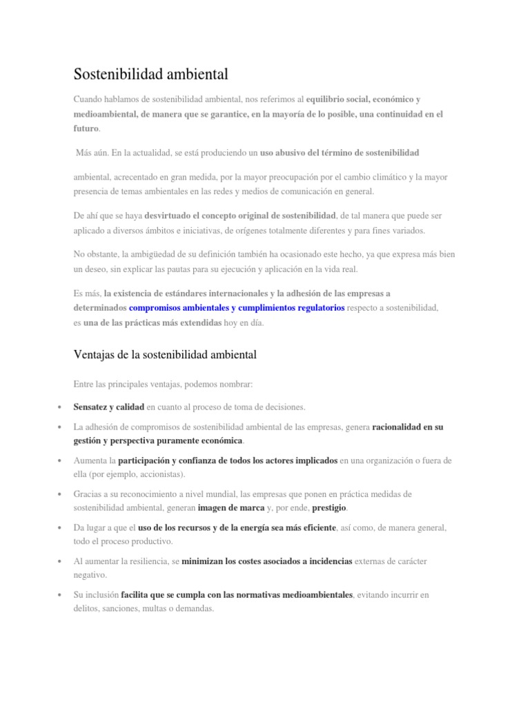 Sostenibilidad Ambiental | PDF | Sustentabilidad | Desarrollo sostenible